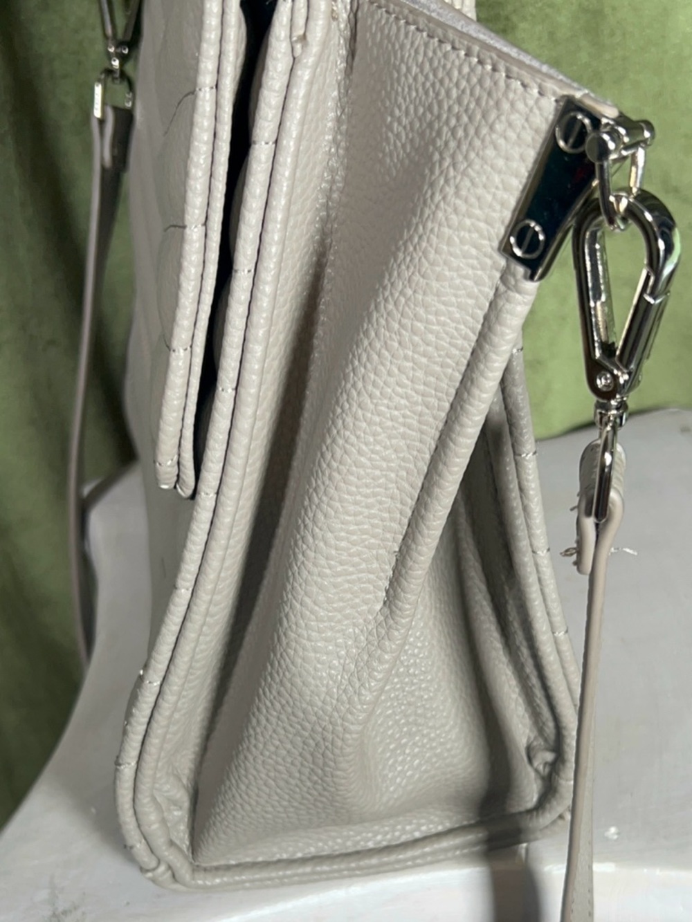 Steve Madden Chevron Quilted Satchel – Ice Gray - Picture 8 of 11